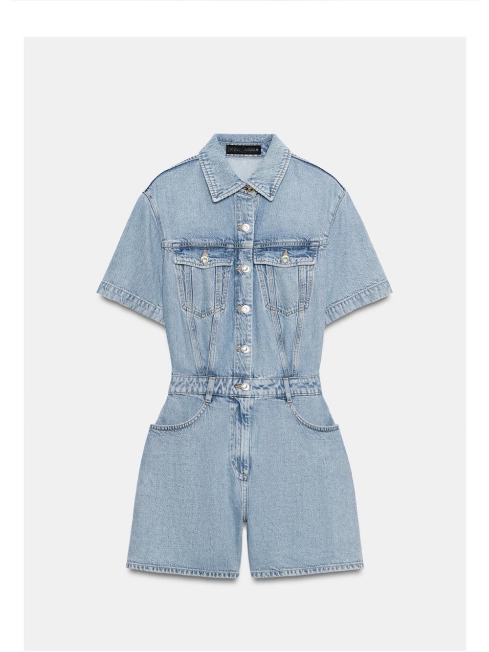 ZARA BLOGGERS FAVLight Blue Denim Short Jumpsuit